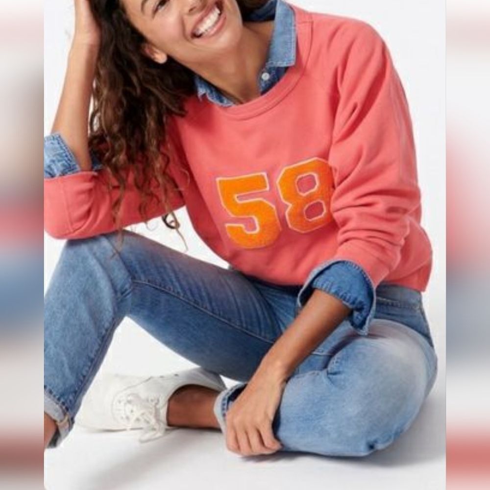 Jcrew Varsity sweatshirt in original  terry 100% cotton coral color, size M